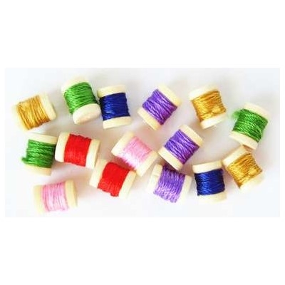 15er Set Fadenrollen 5x7mm mit buntem Faden