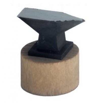 Amboss 3cm schwarz auf braunem Sockel - 2