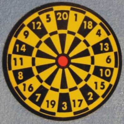 Dart-Brett schwarz & gelb 5 cm