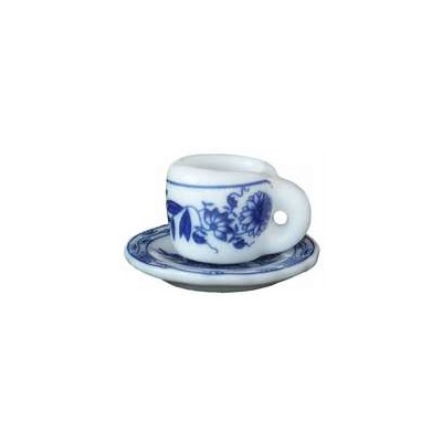 Tasse & Untertasse mit Blumenmuster Zwiebelmuster 1,4cm