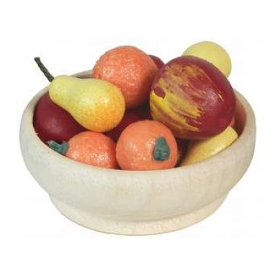 Holzschale 3 cm mit Obstmix 1:12 - 2