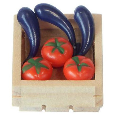 flache Gemüsekiste 3 cm Auberginen & Tomaten