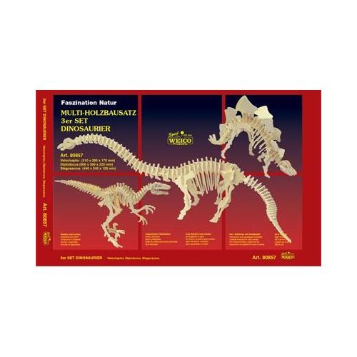Holzbausatz Dino 3er-Multiset Dinosaurier - 3D Puzzle