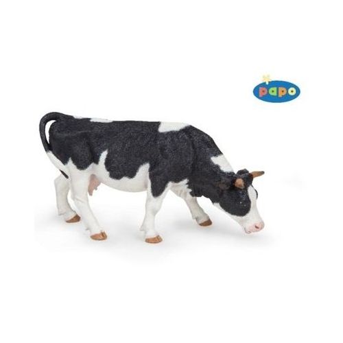 Papo 51150 - Bauernhoftiere - Grasende Kuh schwarzweiß