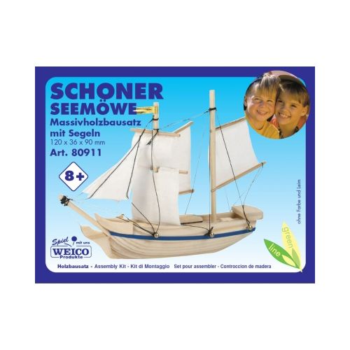 Weico Holzbausatz aus Massivholz 80911 - Schoner Seemöwe mit Segeln