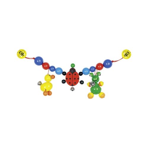 Kinderwagenkette Ente, Marienkäfer, Frosch mit Clips