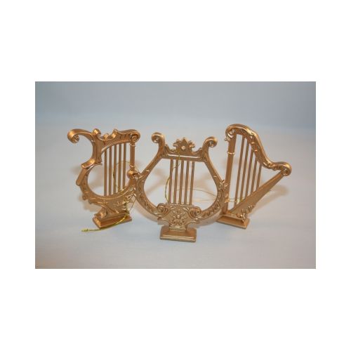 Set bestehend aus Gold Harfe + 2 Lyra 7,5cm aus Kunststoff