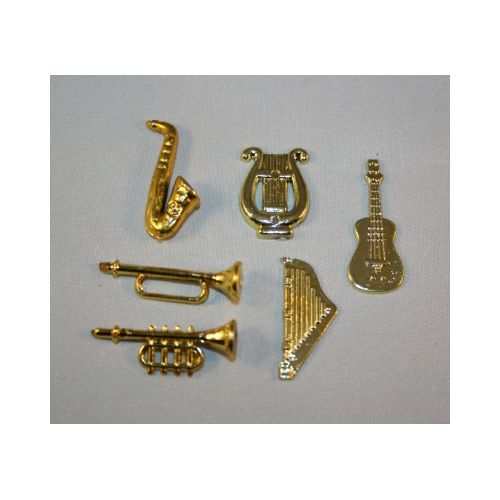 Gold-Musikinstrum 2-3cm 6-teilig  sortiert