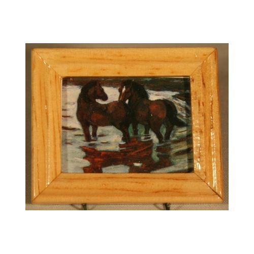 Bild gerahmt 3x4cm - Pferde in der Schwemme von Franz Marc