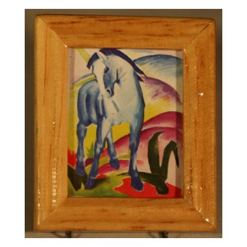 Bild gerahmt 3x4cm - Blaues Pferd-Marc