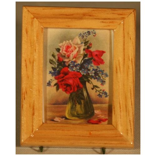 Bild gerahmt 3x4cm - Rote Rosen - Postkarte