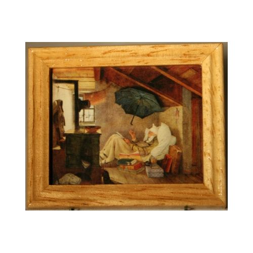 Bild gerahmt 5x6cm - Armer Poet von Spitzweg