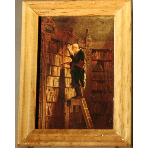 Bild gerahmt 4x5cm - Der Bücherwurm von Spitzweg