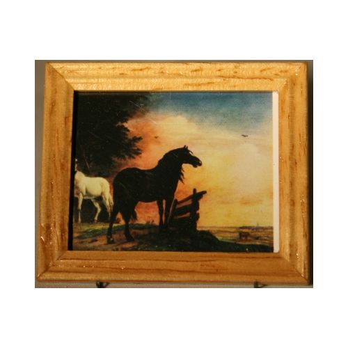 Bild gerahmt 4x5cm - Pferde auf der Weide von Potter