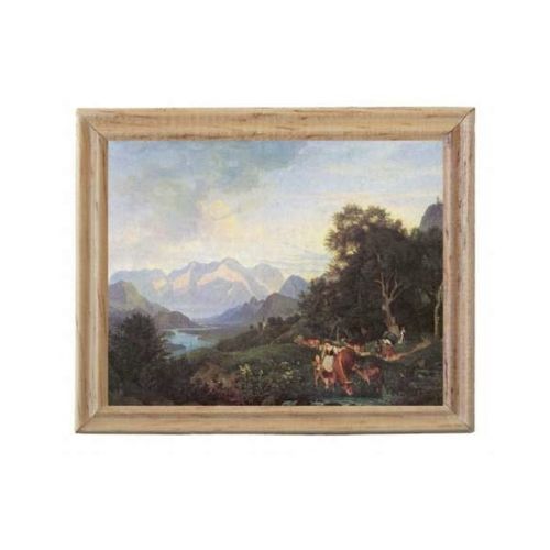 Bild gerahmt 7x5.5cm - Alpenlandschaft Salzburger Landschaft von Ludwig Richter