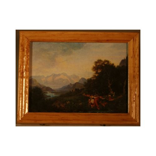 Bild gerahmt 7x5.5cm - Alpenlandschaft Salzburger Landschaft von Ludwig Richter - 2