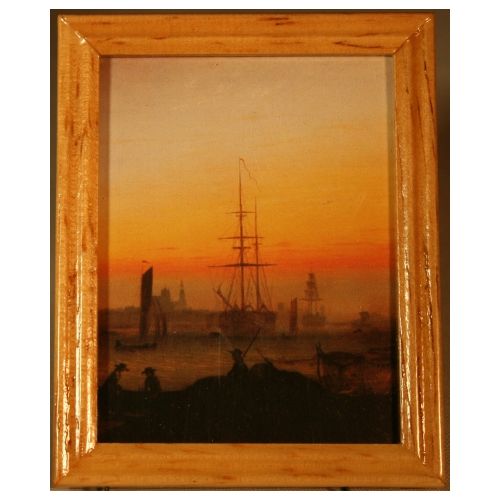 Bild gerahmt 7x5.5cm - Greifswald Hafen von Caspar David Friedrich