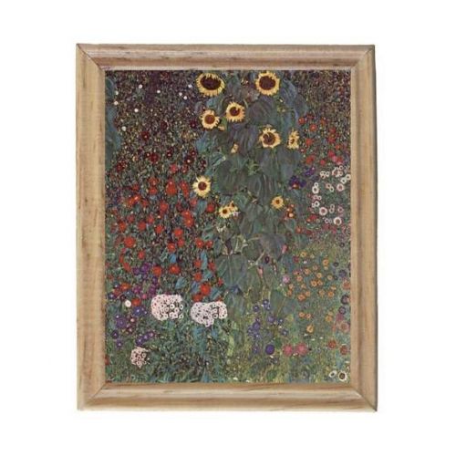 Bild gerahmt 7x5.5cm - Bauerngarten mit Sonnenblumen von Gustav Klimt
