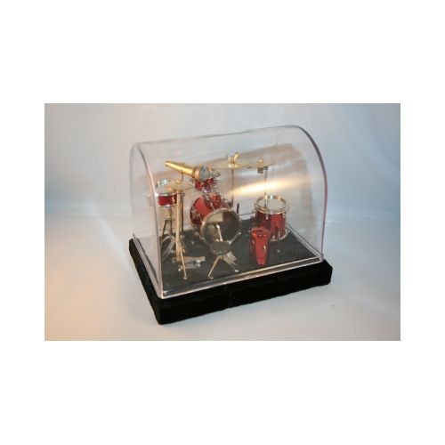 Schlagzeug  12x10cm  Gold Körper mit rot / silber