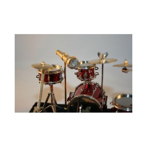 Schlagzeug  12x10cm  Gold Körper mit rot / silber - 3