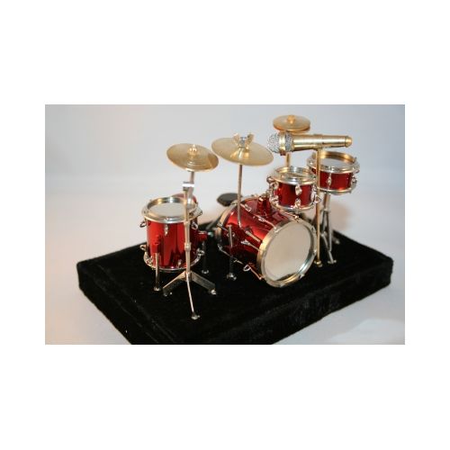 Schlagzeug  12x10cm  Gold Körper mit rot / silber - 4