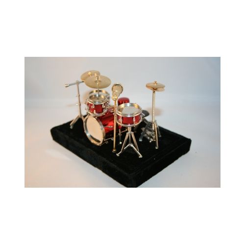 Schlagzeug  12x10cm  Gold Körper mit rot / silber - 5