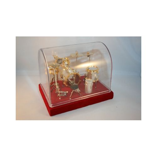 Schlagzeug  12x10cm  Körper mat Silber mit Gold-Rand