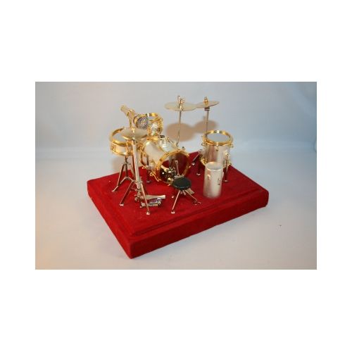 Schlagzeug  12x10cm  Körper mat Silber mit Gold-Rand - 2