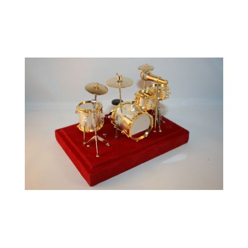 Schlagzeug  12x10cm  Körper mat Silber mit Gold-Rand - 4