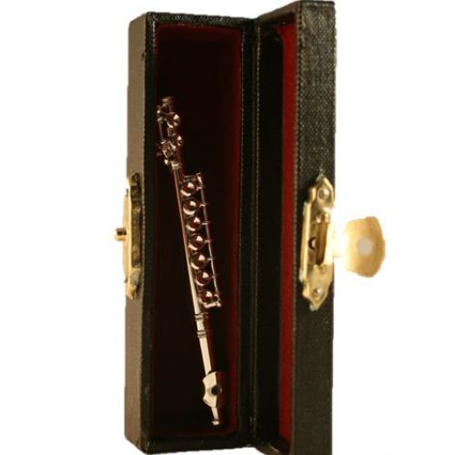 Querflöte aus Metall - silber 8cm 1:8 mit Koffer
