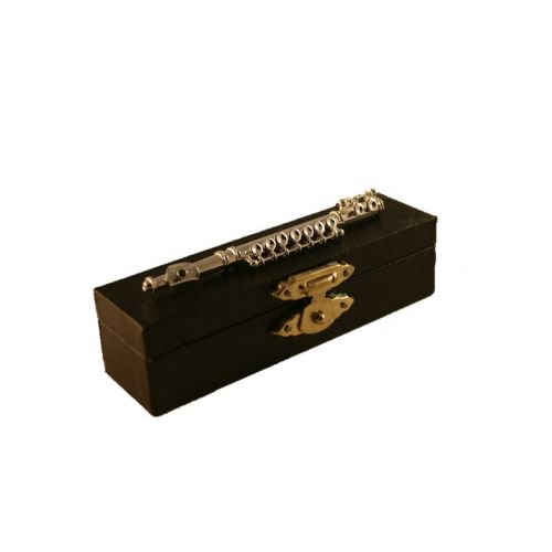 Querflöte aus Metall - silber 8cm 1:8 mit Koffer - 2