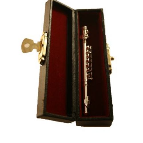 Querflöte aus Metall - silber 8cm 1:8 mit Koffer - 3