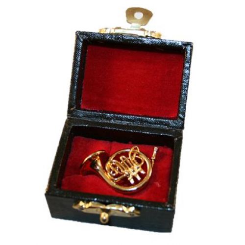 Gold-Waldhorn 1:16 ca. 3cm in Metallausführung mit Koffer