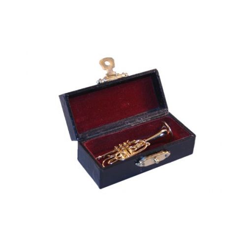 Gold Blasinstrument aus Messing Cornett - Trompete 6cm mit Koffer