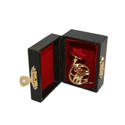 Gold-Waldhorn 1:12 ca. 4,5cm in Metallausführung mit Koffer