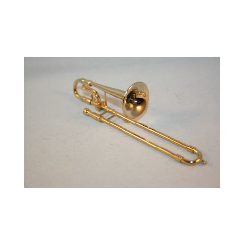 Gold Blasinstrument aus Metall Posaune 14cm - 1:10 - mit Koffer - 2