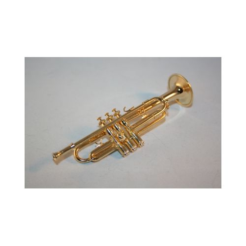 Gold Blasinstrument aus Messing Trompete 1:4 11,5cm mit Koffer - 2