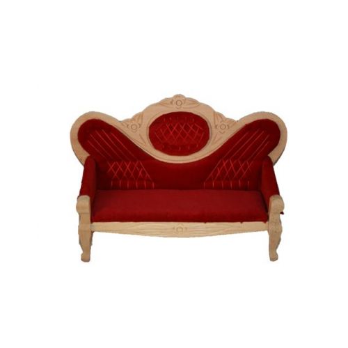 Rotes viktorianisches Salon Sofa Holz natur unlackiert - 2