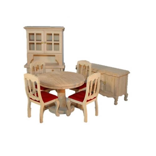 Esszimmer Speisezimmer Holz natur 7-teilig 1:12