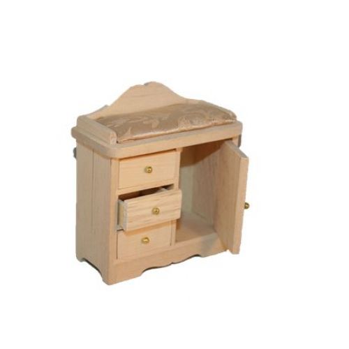 Wickelkommode Wickeltisch Holz natur mit Auflage beige - 2