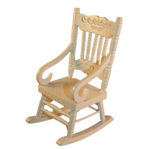 Holz Schaukelstuhl 12cm weiß lackiert