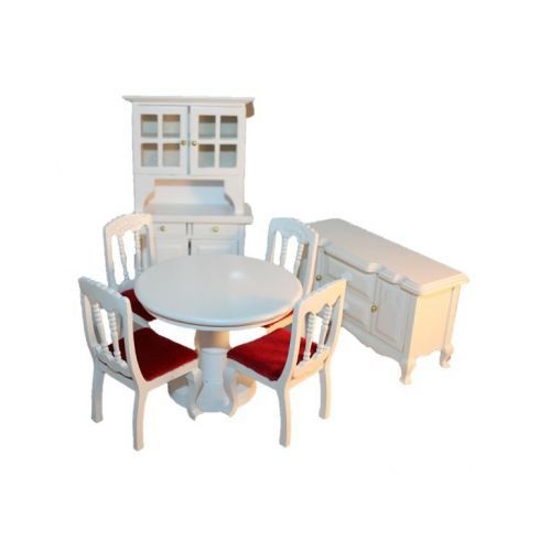 Esszimmer Speisezimmer Holz weiß lackiert 7-teilig 1:12