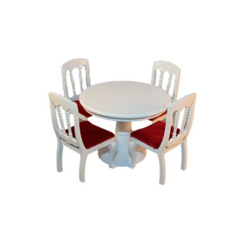 Esszimmer Speisezimmer Holz weiß lackiert 7-teilig 1:12 - 2