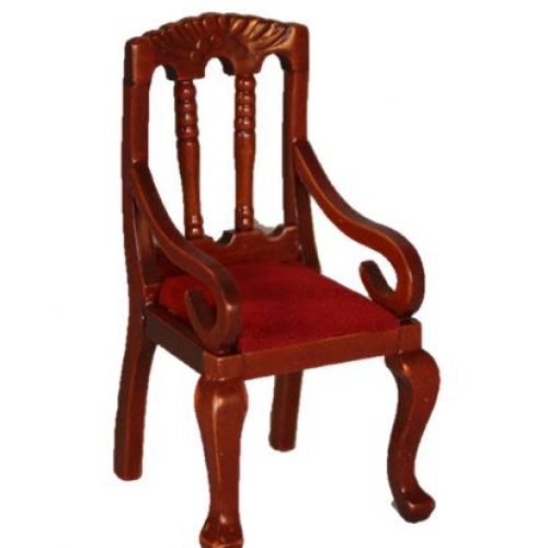 Stuhl 8cm mit rotem Polster Mahagoni