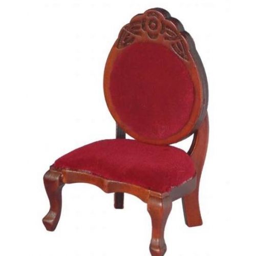 Stuhl 8cm mit rotem Samt Polster Mahagoni ohne Armlehne