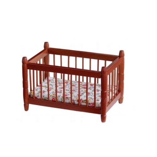 Kinderbett - Gitterbett - mahagony 1:12 - 2