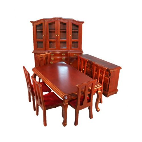 Speisezimmer Holz mahagony 9-teilig 1:12