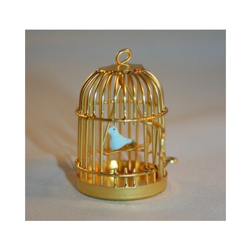 Vogelkäfig Gold mit Vogel