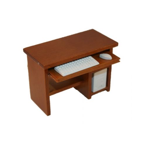 PC Tisch Computertisch Holz mittelbraun 1:12 - 2