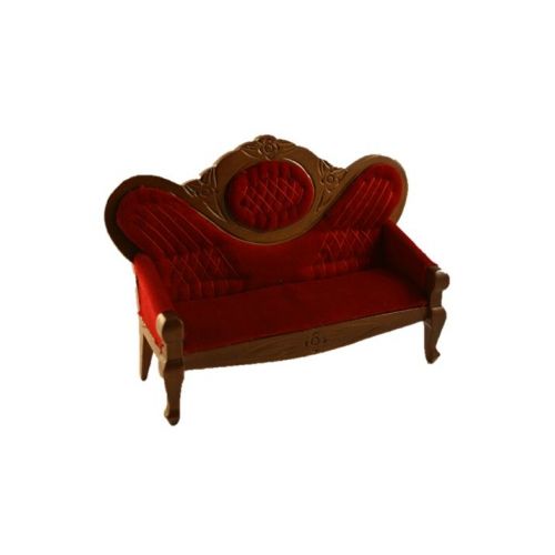 Rotes viktorianisches Salon Sofa Mittelbraun